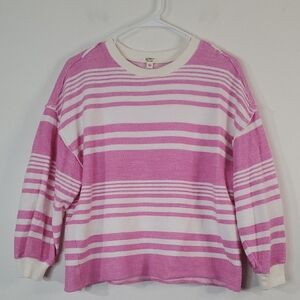 Dylan Pink White Stripe Longsleeve Top Size XS Exposed Seams